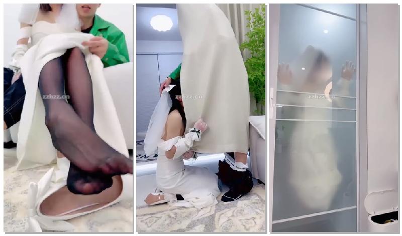 ✨綠奴第一視角✨來自新婚妻子與姦夫的調教，極品美妻穿婚紗裝與姦夫在你面前做愛並調教你！